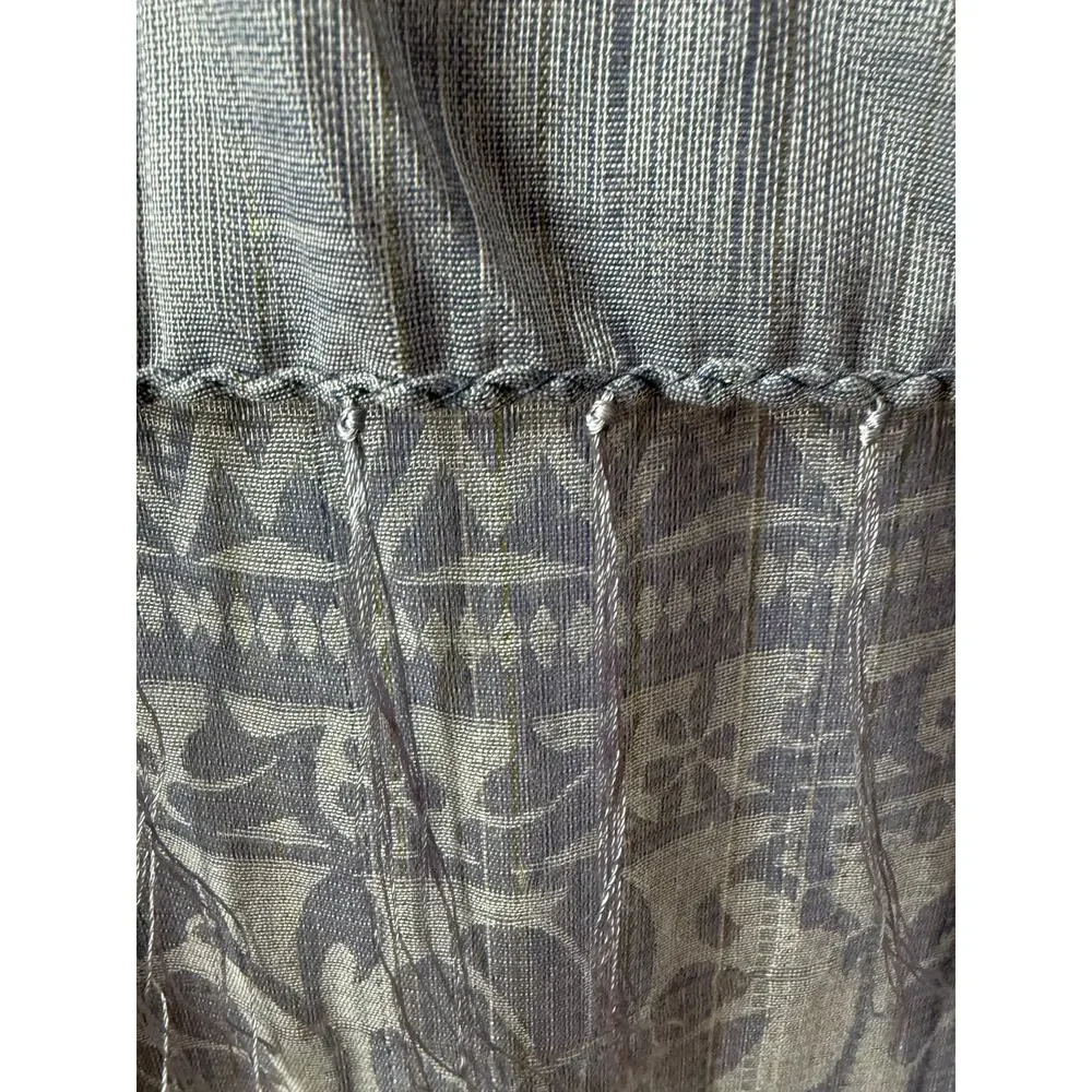 Vintage Y2K Silk Gauze Scarf Crinkle Floating Threads Artsy Wrap Periwinkle Blue